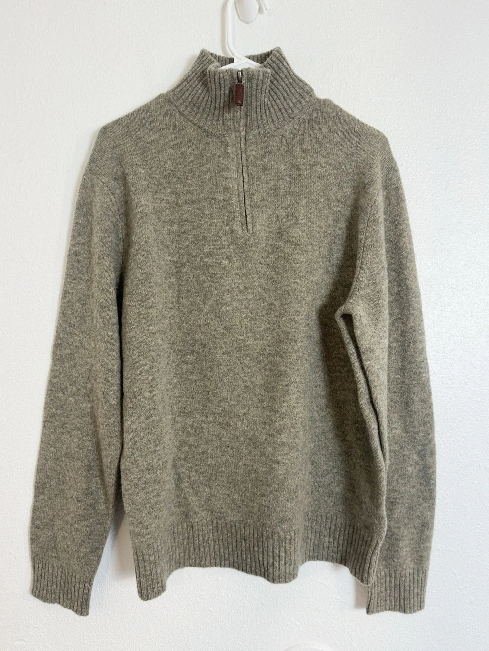 J crew men’s lambs wool knit quarter zip pullover sweater